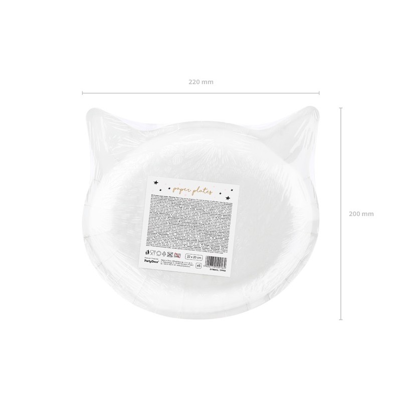 Jednorazowe talerze papierowe czarny kotek ozdoba - 3