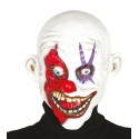 Maska uśmiechnięty biały klaun lateksowa na głowę - 1