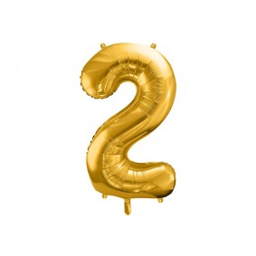 Balon foliowy cyfra 2 duża złota urodzinowa 34'' - 1