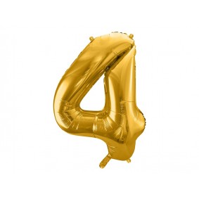 Balon foliowy cyfra 4 złota urodzinowa ozdoba hel - 1