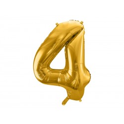 Balon foliowy cyfra 4 złota urodzinowa ozdoba hel - 1