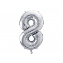 Balon foliowy cyfra 8 duża srebrna urodzinowa 34'' - 1