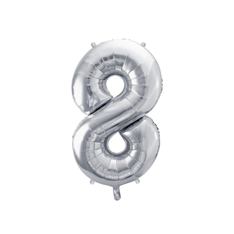 Balon foliowy cyfra 8 duża srebrna urodzinowa 34'' - 1