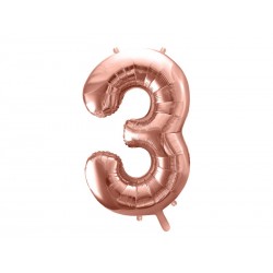 Balon foliowy cyfra 3 duża różowe złoto urodzinowa