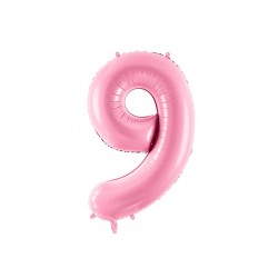 Duża różowa cyfra 9 dziewięć urodzinowy balon