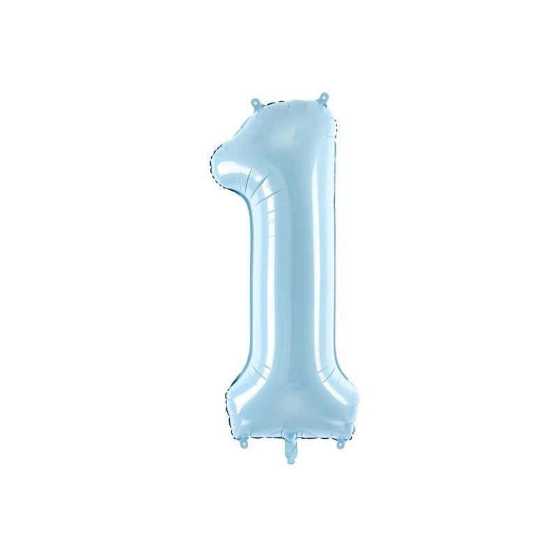 Duży Balon foliowy 86cm niebieska cyfra 1 jeden hel powietrze - 1