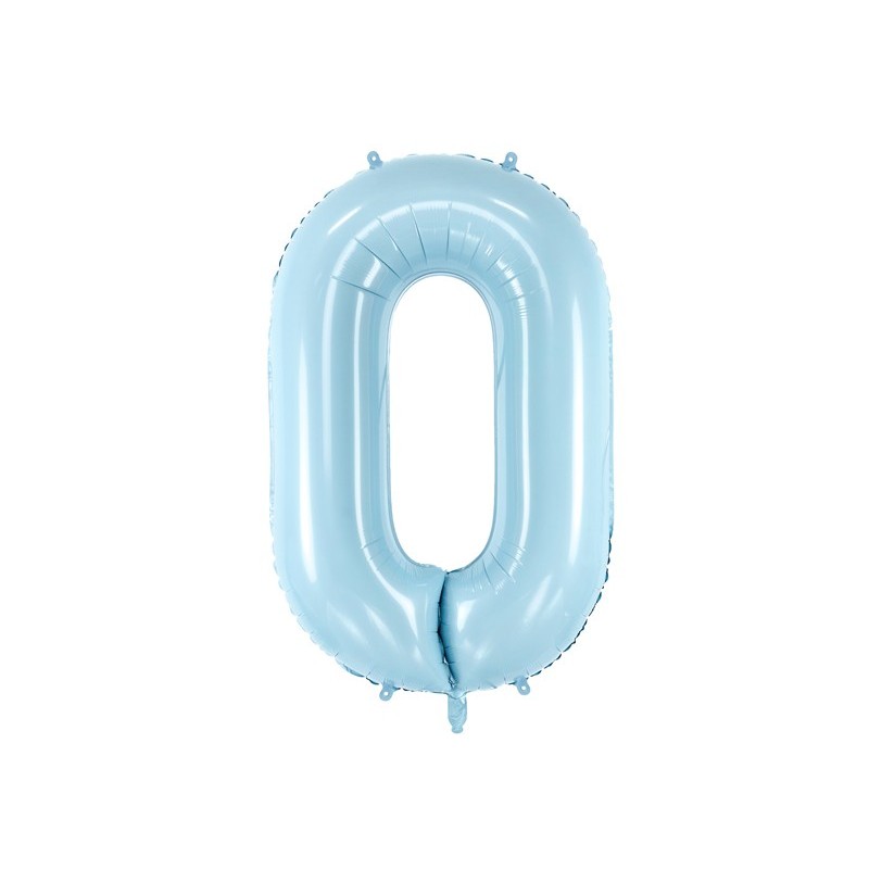 Duży Balon foliowy 86cm niebieska cyfra 0 zero hel powietrze - 1