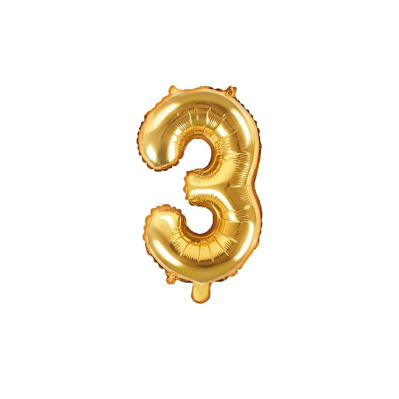 Balon foliowy cyfra 3 złoty urodziny dekoracja - 1