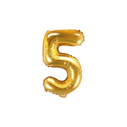 Balon foliowy cyfra 5 metaliczny złoty urodzinowy