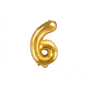 Balon foliowy złoty cyfra 6 urodziny dekoracja - 1