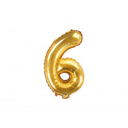 Balon foliowy złoty cyfra 6 urodziny dekoracja