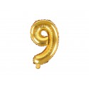 Balon foliowy złoty cyfra 9 dekoracja urodziny - 1