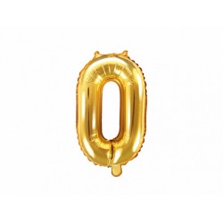 Balon foliowy cyfra 0 mała złota urodzinowa 14''