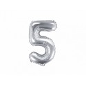 Balon foliowy cyfra 5 srebrna urodziny dekoracja - 1