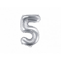 Balon foliowy cyfra 5 srebrna urodziny dekoracja