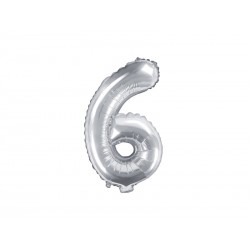 Balon foliowy srebrny cyfra 6 urodziny dekoracja - 1