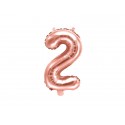 Balon foliowy na urodziny cyfra 2 różowe złoto - 1