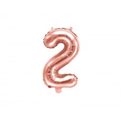 Balon foliowy na urodziny cyfra 2 różowe złoto - 1