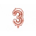 Balon foliowy 14 cyfra 3 różowe złoto - 1