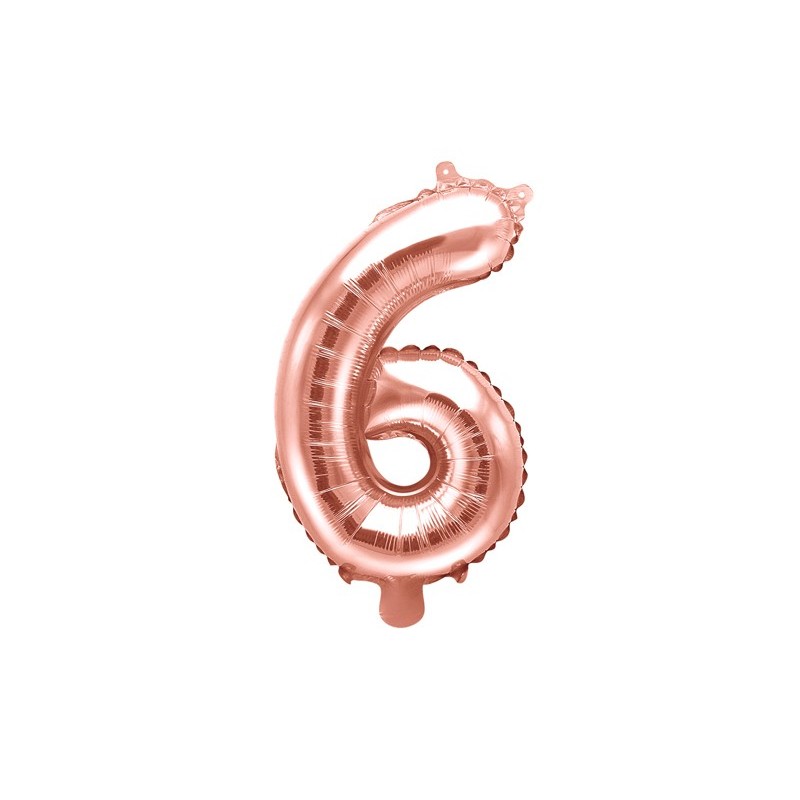Balon foliowy cyfra 6 różowe złoto urodziny ozdoba - 1