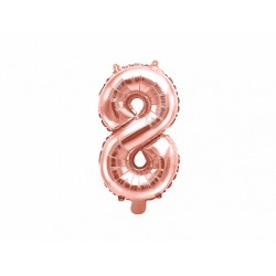 Balon foliowy cyfra 8 różowe złoto urodziny ozdoba