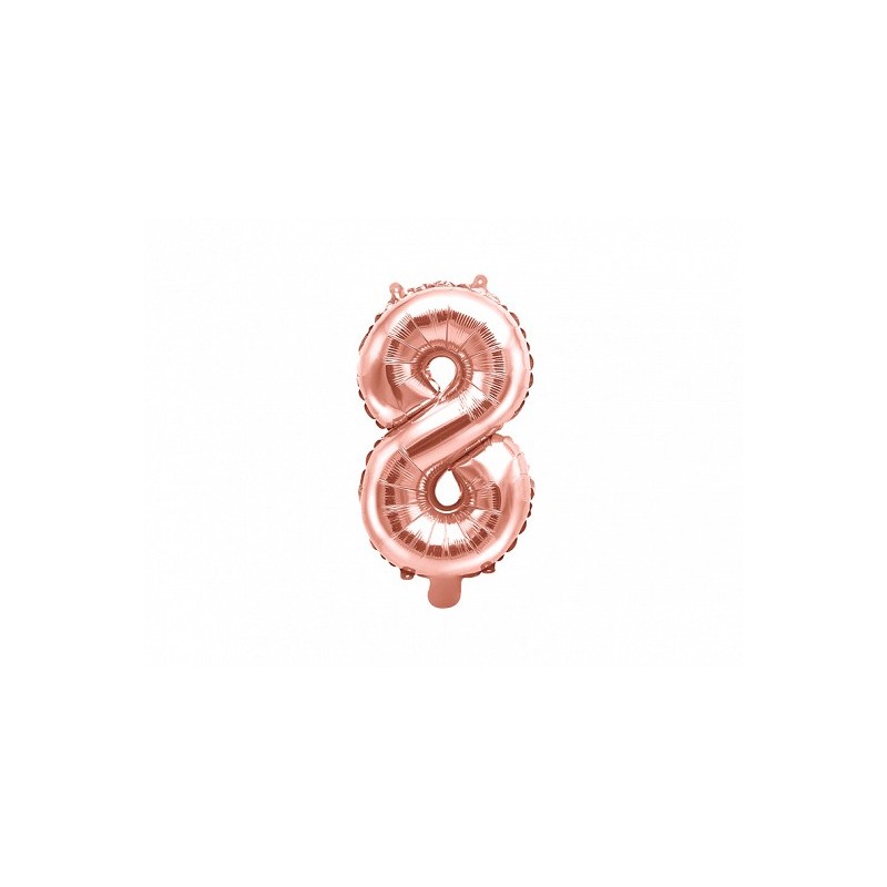 Balon foliowy cyfra 8 różowe złoto urodziny ozdoba - 1