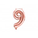 Balon foliowy różowe zloto cyfra 9 dekoracja - 1