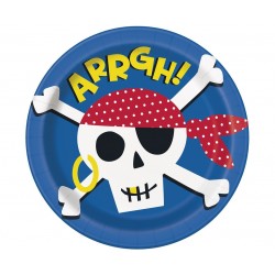 Talerze papierowe Ahoj Piracie czaszka pirata 23cm