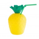 Kubek ozdobny plastikowy Ananas ze słomką żółty x1 - 1