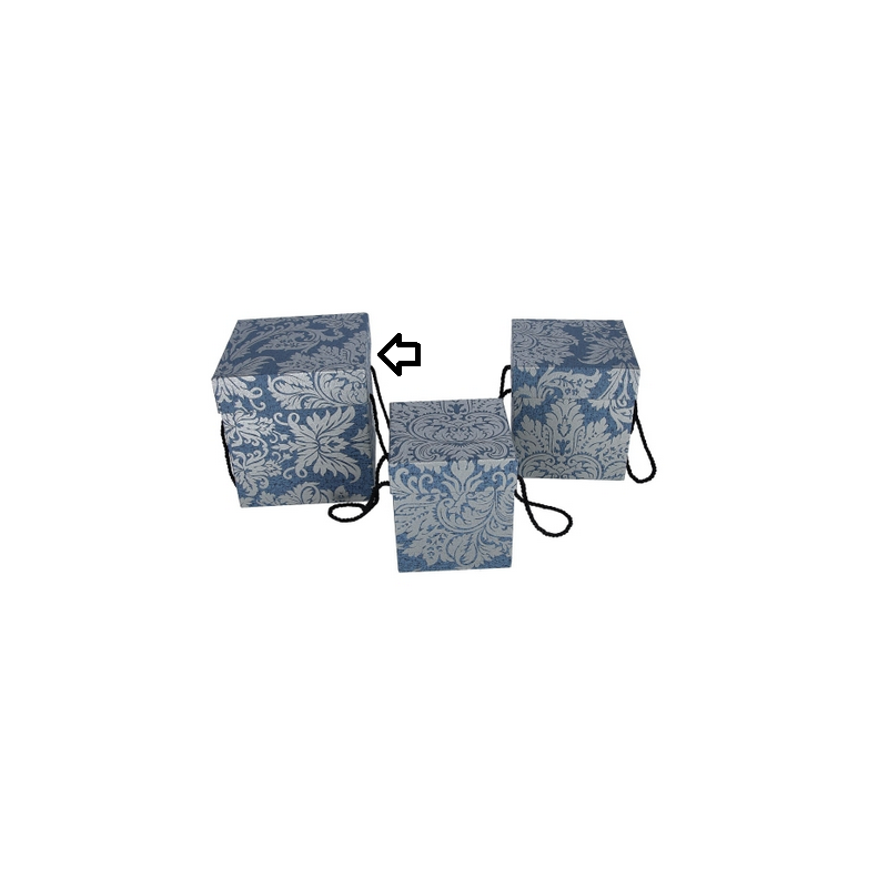 Flowerbox kwadratowy niebiesko srebrny "secesja" 19x19x19cm - 2