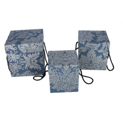 Flowerbox kwadratowy niebiesko srebrny "secesja" 19x19x19cm
