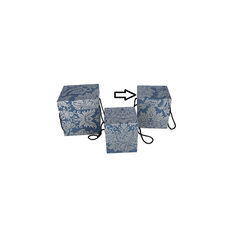 Flowerbox kwadratowy niebiesko srebrny "secesja"16,5x16,5x17,5cm - 2