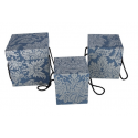 Flowerbox kwadratowy niebiesko srebrny "secesja"16,5x16,5x17,5cm - 1