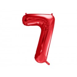 Duży Balon foliowy 86cm czerwona cyfra 7 siedem na hel powietrze - 1