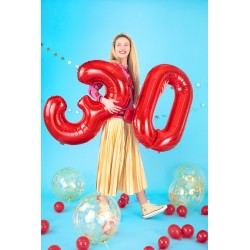 Duży Balon foliowy 86cm czerwona cyfra 6 sześć na hel powietrze - 3