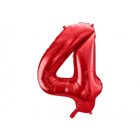 Balon foliowy cyfra 4 duża czerwona urodzinowa 34' - 1