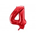 Balon foliowy cyfra 4 duża czerwona urodzinowa 34' - 1