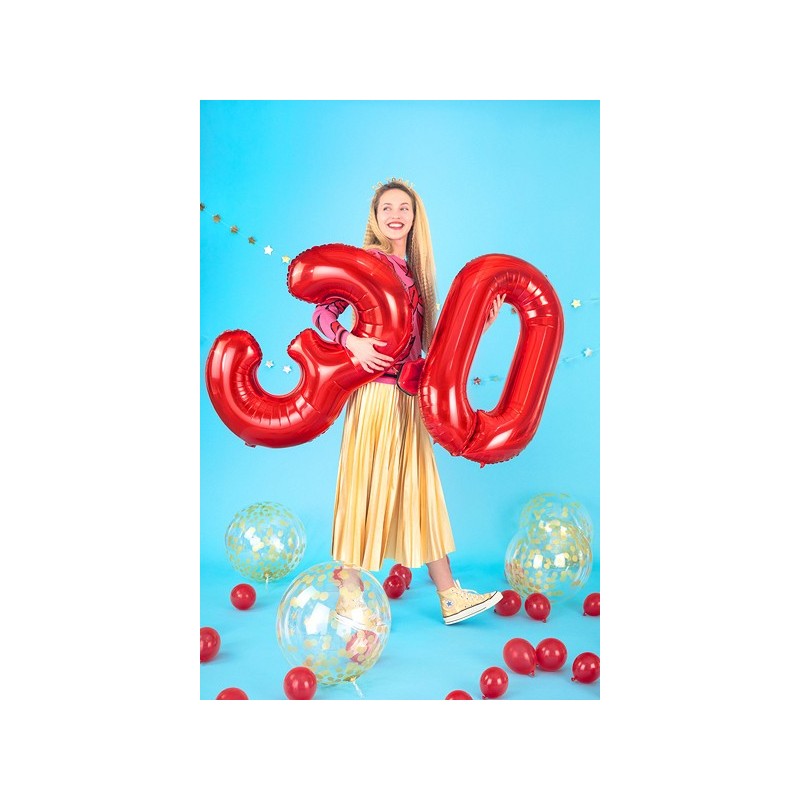 Balon foliowy cyfra 4 duża czerwona urodzinowa 34' - 3