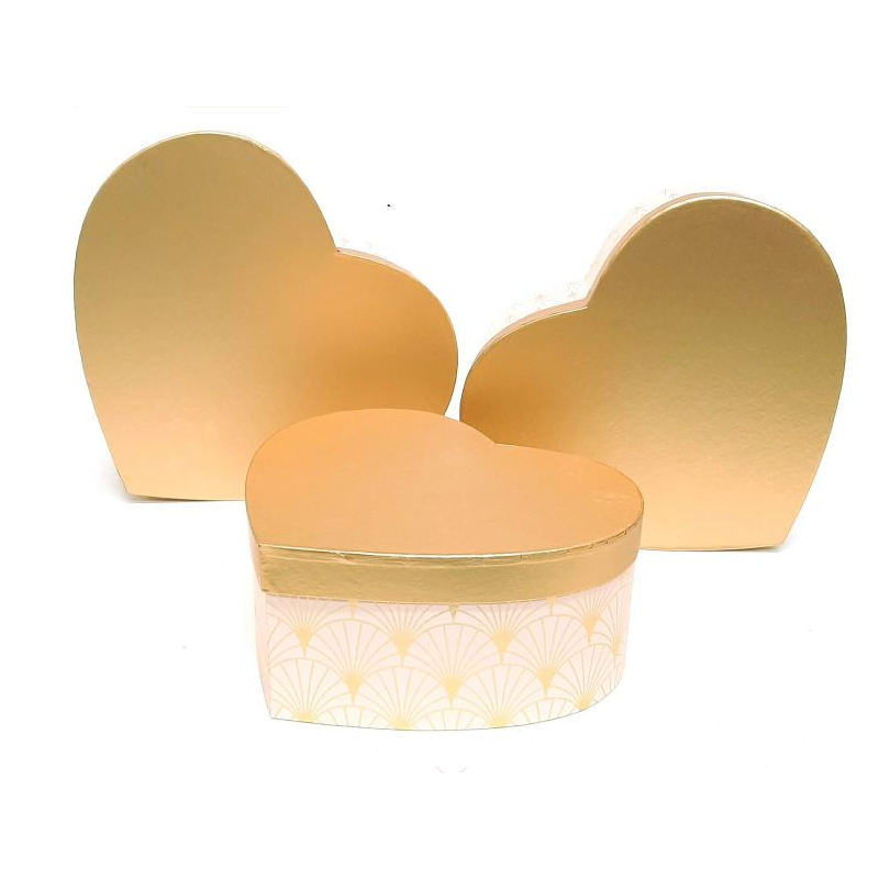 Flowerbox serce różowo złote ze złotą pokrywką 30x24,5x13cm - 1