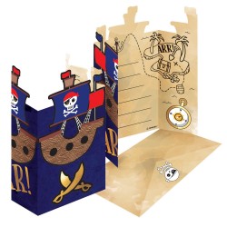 Zaproszenie z kopertą na urodziny Mapa Piratów x8 - 1