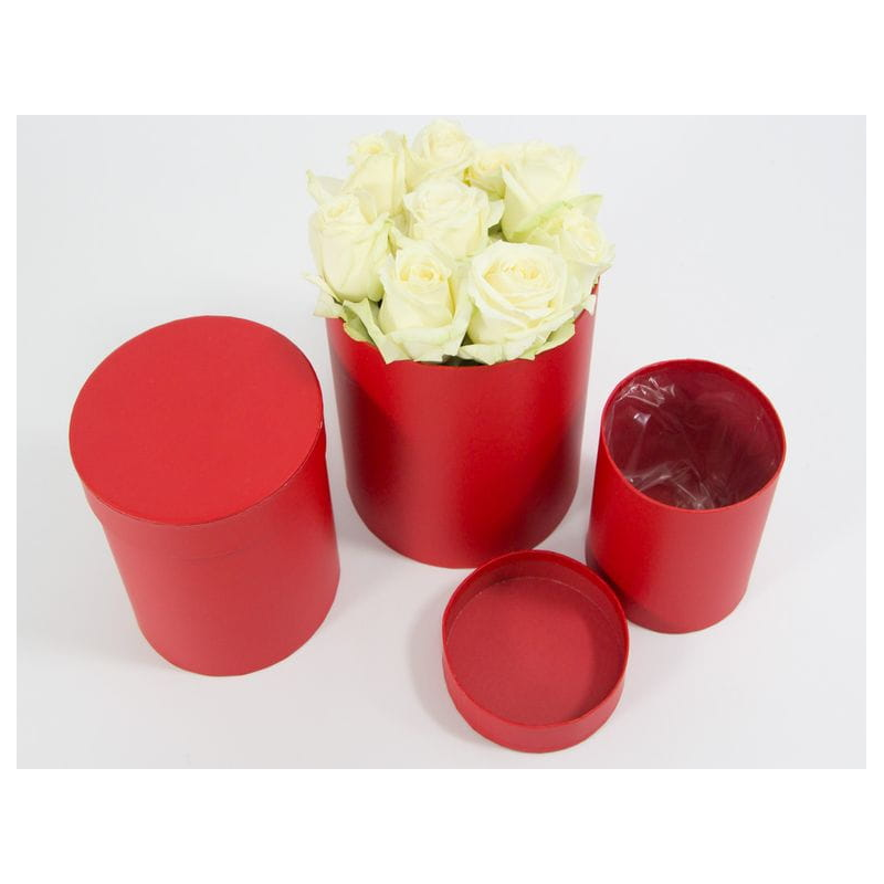 Flowerbox okrągły czerwony z folią 17,5x17,5cm - 1