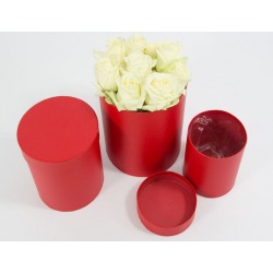Flowerbox okrągły czerwony z folią 11x11,5cm