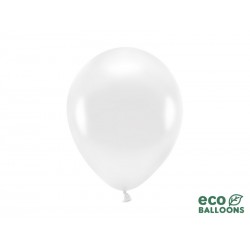 Balony kauczukowe metalik białe EKO 26cm 100szt