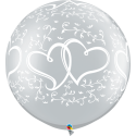 Balony lateksowe srebrne serca duże na ślub wesele - 1