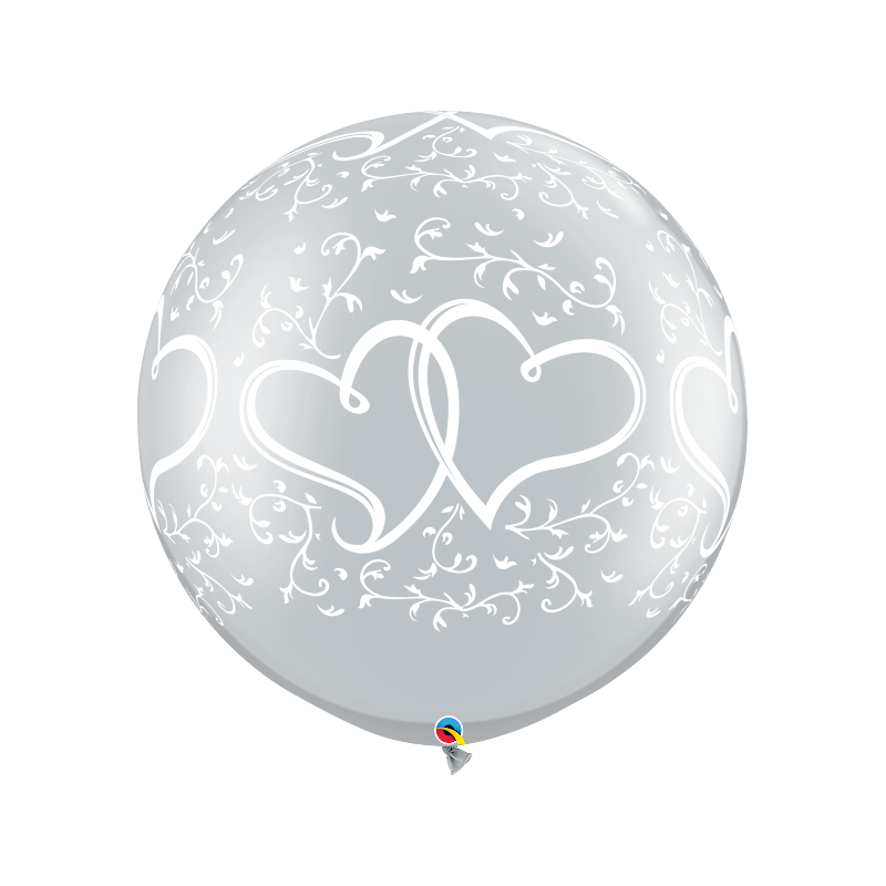 Balony lateksowe srebrne serca duże na ślub wesele - 1