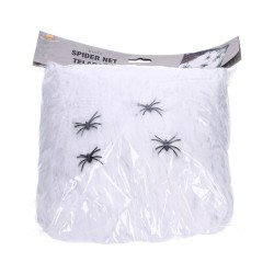 Sztuczna pajęczyna biała z pająkami na hallolween