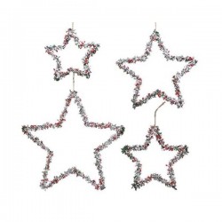 Ozdoba na choinkę metalowa gwiazda z jagodami czerwono biała 20x0,5cm - 1