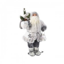 Figura stojąca Mikołaj biały z latarenką 30cm