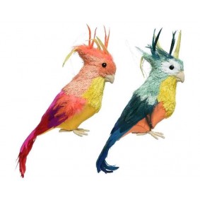 Papuga kolorowa dekoracyjna ptak ozdoba 14x15x50cm - 1