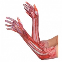 Długie rękawiczki rękawice Krwawe ręce Halloween